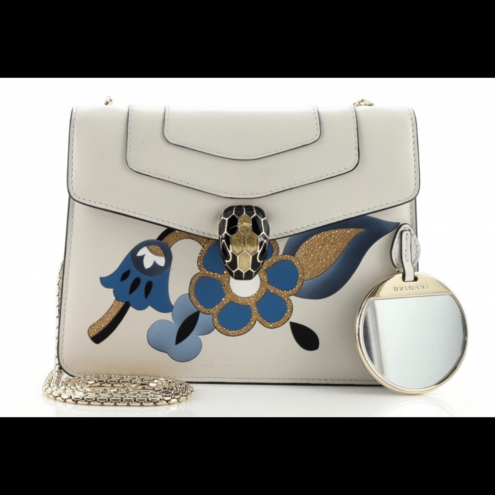 Bvlgari Serpenti Forever Ivory / Blue Flowers Bag View 2